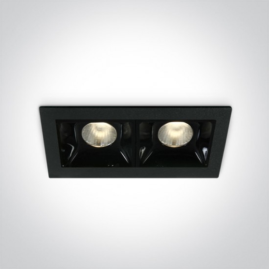 One light LED луна за вграждане, фиксирана, правоъгълна 2x2W, топла бяла светлина 50202B/B/W - Луни за вграждане