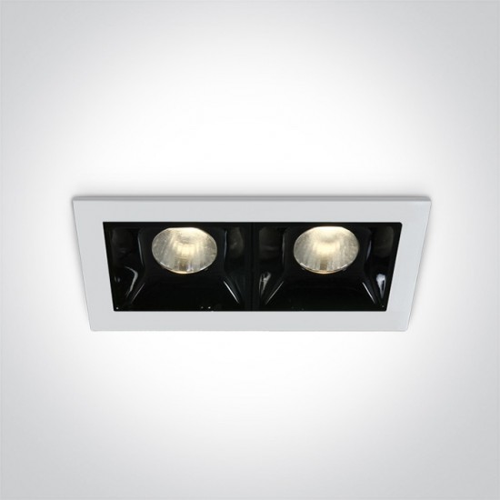 One light LED луна за вграждане, фиксирана, правоъгълна 2x2W, топла бяла светлина 50202B/W/W - Луни за вграждане