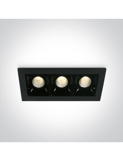Интериорно осветление - One light LED луна за вграждане, фиксирана, правоъгълна, 3х2W, топла бяла светлина 50302B/B/W
