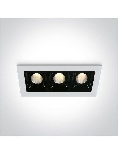 Интериорно осветление - One light LED луна за вграждане, фиксирана, правоъгълна, 3х2W, топла бяла светлина 50302B/W/W