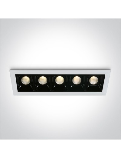 Интериорно осветление - One light LED луна за вграждане, фиксирана, правоъгълна, 5x2W, топла бяла светлина 50502B/B/W