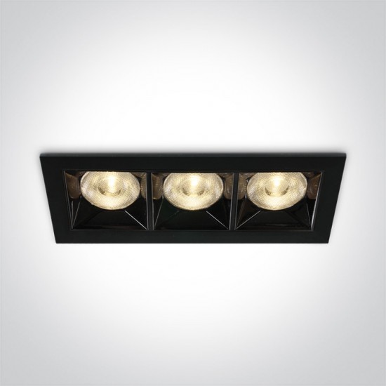 One light LED луна за вграждане, фиксирана, правоъгълна, 3х4W, топла бяла светлина 50306B/B/W - Луни за вграждане