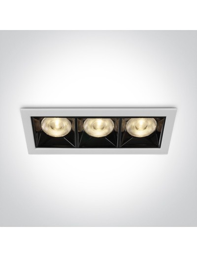 Интериорно осветление - One light LED луна за вграждане, фиксирана, правоъгълна, 3х4W, топла бяла светлина 50306B/W/W