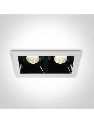 Интериорно осветление - One light LED луна за вграждане, фиксирана, правоъгълна, 2x6.5W, топла бяла светлина 50207B/W/W