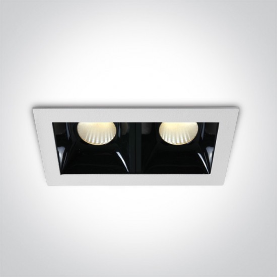 One light LED луна за вграждане, фиксирана, правоъгълна, 2x6.5W, топла бяла светлина 50207B/W/W - Луни за вграждане