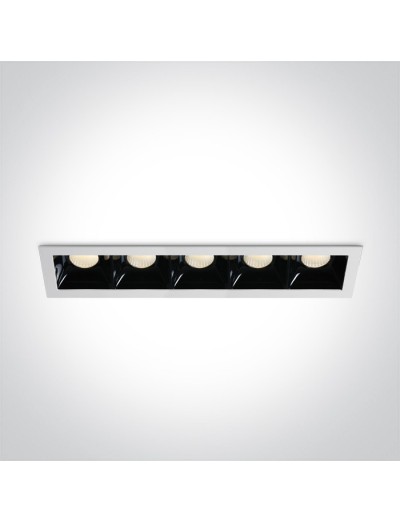 Интериорно осветление - One light LED луна за вграждане, фиксирана, правоъгълна, 5х6.5W, топла бяла светлина 50507B/W/W
