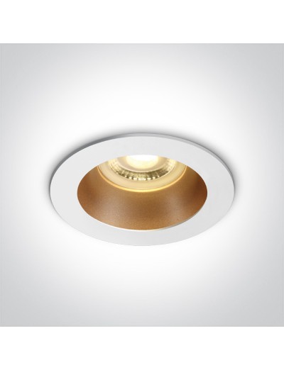 Интериорно осветление - One light Луна за вграждане, GU10 фиксирана, бяло и месинг 10105M/W/BS
