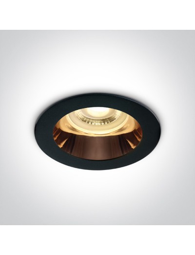 Интериорно осветление - One light Луна за вграждане, GU10 фиксирана, черно и мед 10105M/B/CU
