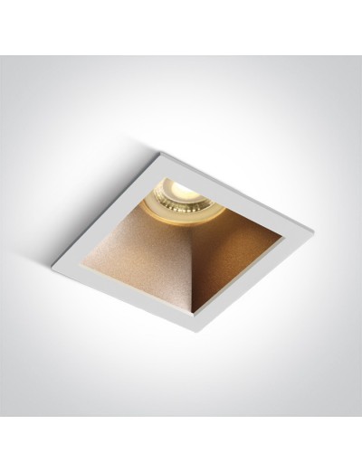 Интериорно осветление - One light Луна за вграждане квадратна, GU10 10W бяло и месинг 50105M/W/BS