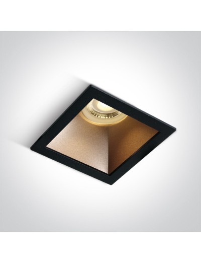 Интериорно осветление - One light Луна за вграждане квадратна, GU10 10W черно и месинг 50105M/B/BS