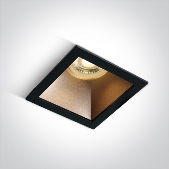 One light Луна за вграждане квадратна, GU10 10W черно и месинг 50105M/B/BS - Луни за вграждане