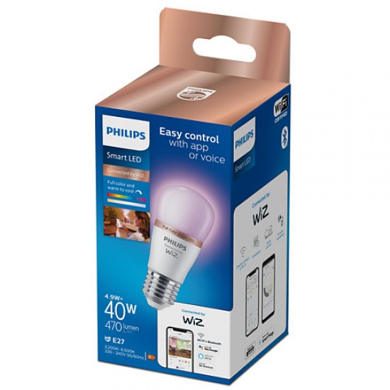Philips Smart with WiZ Led lamp E27, P45, 4.9W, 470Lm, 2200-6500K, RGB 871951443739500