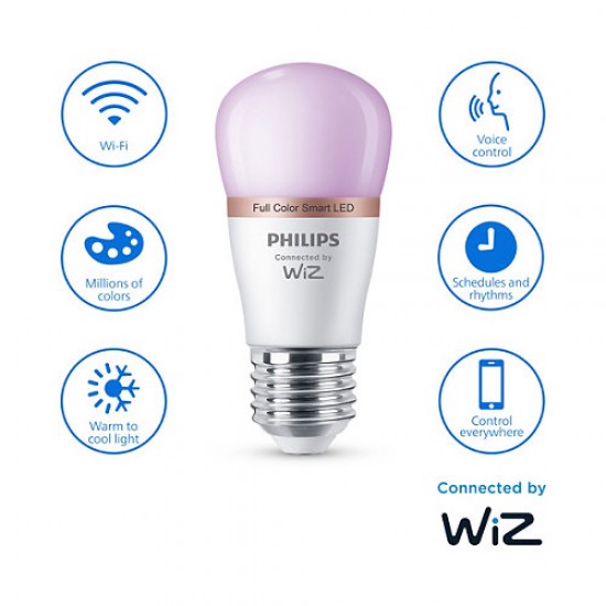 Philips Smart with WiZ Led lamp E27, P45, 4.9W, 470Lm, 2200-6500K, RGB 871951443739500