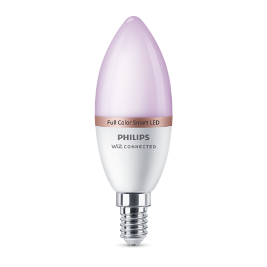 Philips Smart с WiZ Led лампа Е14, C37, 4.9W, 470Lm, 2200-6500K, RGB 871951437240500 - LED лампи WiZ