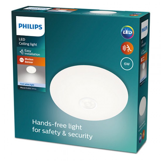Philips LED plafo Mauve with sensor, 4000K, 640Lm, 6W, 871951443182900