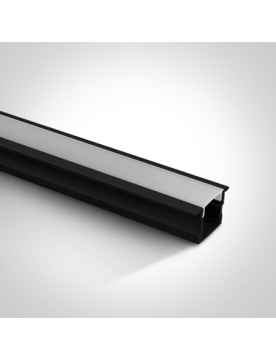 LED ленти и профили - One light Черен профил за вграждане 2m + PC Дифузер Опал 7904R/B