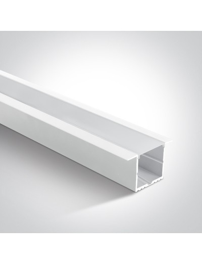 LED ленти и профили - One light Бял профил за вграждане 2m + PC Дифузер Опал 7910R/W