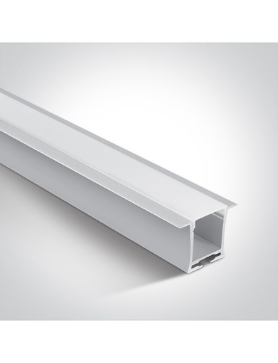 LED ленти и профили - One light Бял профил за вграждане 2m + PC Дифузер Опал 7912R/W