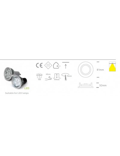 Интериорно осветление - One light Луна за вграждане инокс метал кръгла MR16 GU5.3 50W 12V IP20 10105/MC