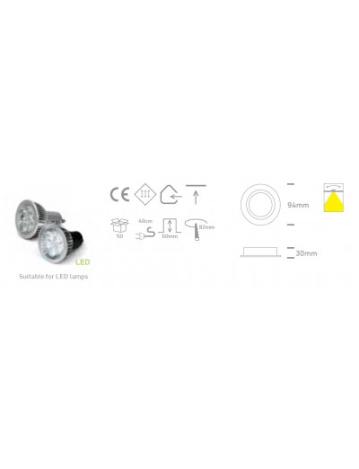 Интериорно осветление - One light Луна за вграждане инокс метал кръгла MR16 GU5.3 50W 12V IP20 с насочване 11105C/MC