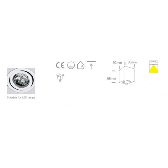 One light Спот бял алуминий GU10 50W 230V IP20 с насочване 12105AC/W - Спотове