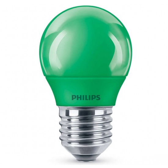 Philips LED  lamp colored P45  E27 GREEN 1SRT4 871869674864000