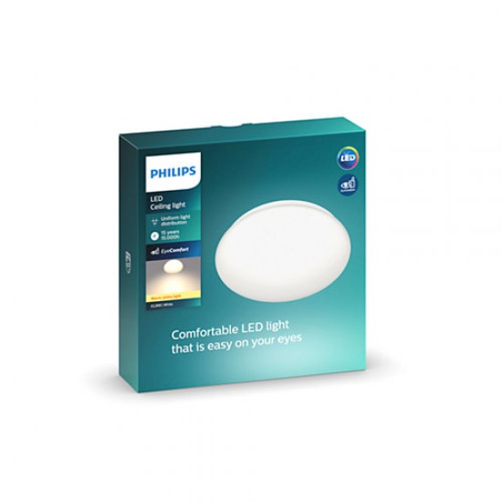 Philips Плафон Moire 1x6W Интегриран LED 600Lm Бял 871869968103600 - Плафониери и аплици