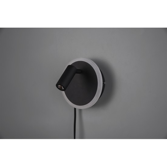 Trio Аплик Jordan 1x5W Интегриран LED 550Lm Черен мат 229210232 - Плафониери и аплици