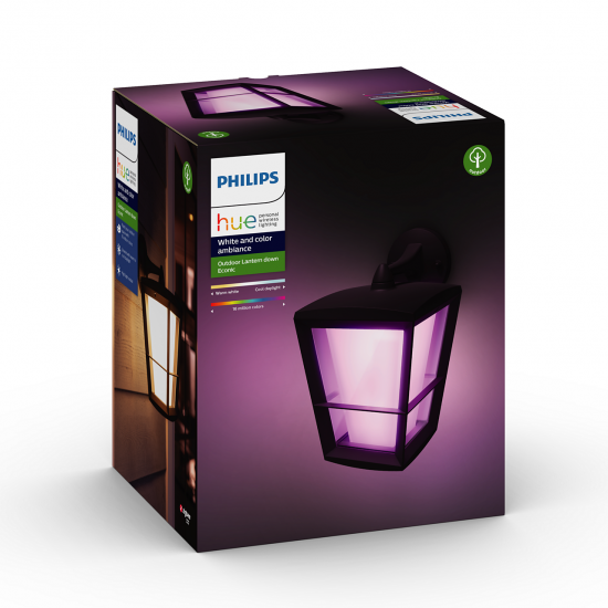 Philips, Градинска лампа, WiFi, LED, 1150Lm, 15 W, Hue Econic, IP44, Черен, 1744030P7 - Градински осветителни тела HUE