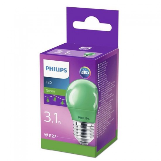 Philips LED  lamp colored P45  E27 GREEN 1SRT4 871869674864000