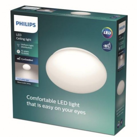 Philips Плафон Moire 1x10W Интегриран LED 1100Lm Бял 871869968111100 - Плафониери и аплици
