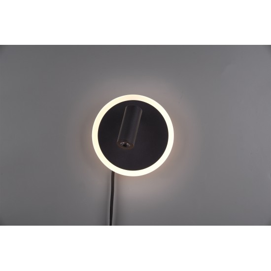 Trio Аплик Jordan 1x5W Интегриран LED 550Lm Черен мат 229210232 - Плафониери и аплици