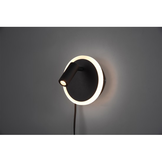 Trio Аплик Jordan 1x5W Интегриран LED 550Lm Черен мат 229210232 - Плафониери и аплици
