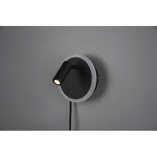Trio Аплик Jordan 1x5W Интегриран LED 550Lm Черен мат 229210232 - Плафониери и аплици