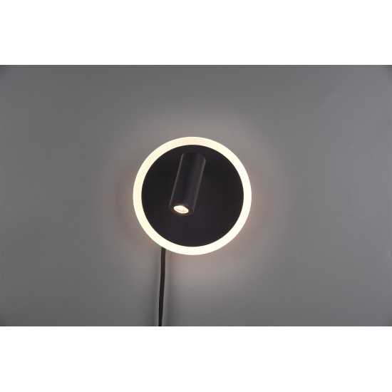 Trio Аплик Jordan 1x5W Интегриран LED 550Lm Черен мат 229210232 - Плафониери и аплици