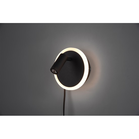 Trio Аплик Jordan 1x5W Интегриран LED 550Lm Черен мат 229210232 - Плафониери и аплици